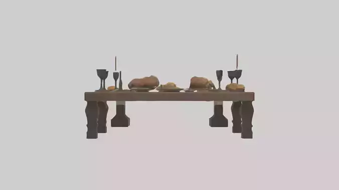 Feastingtable Model Low-poly 3D model