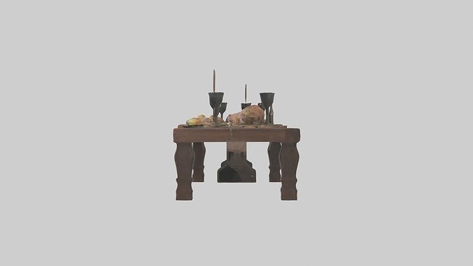 Feastingtable Model Low-poly 3D model 7