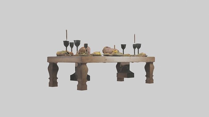 Feastingtable Model Low-poly 3D model 6
