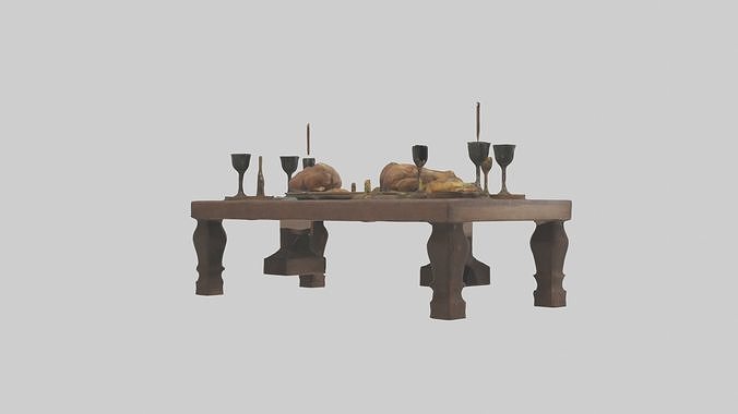 Feastingtable Model Low-poly 3D model 3