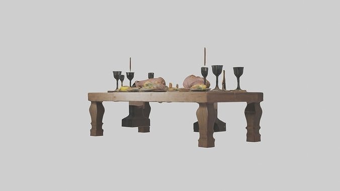Feastingtable Model Low-poly 3D model 5