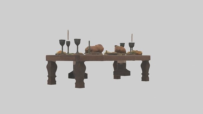Feastingtable Model Low-poly 3D model 2