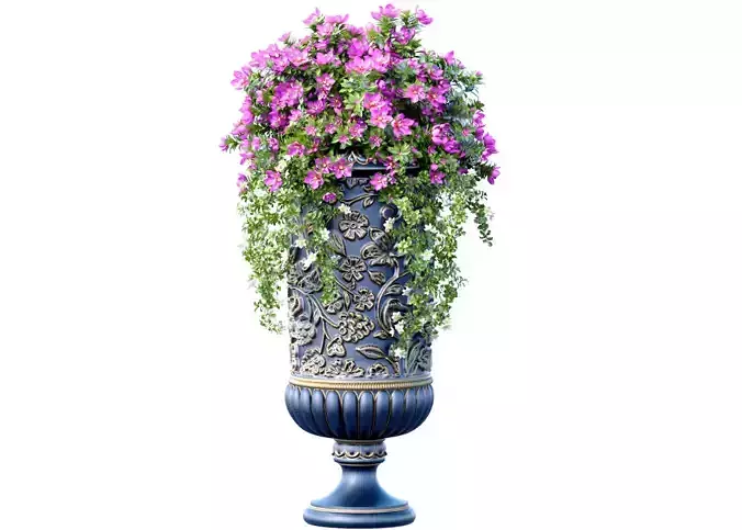 Flowerbed Bouquet Magnolia plant in a classic tall Luxury  vase 3D model