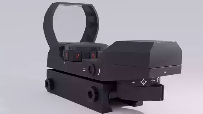 Reflex Sight Low Poly Red dot sight Low-poly 3D model