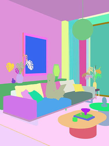 Mid Century interior  3D model 3