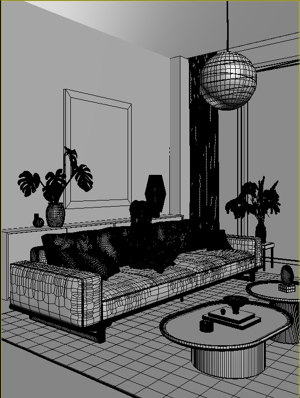 Mid Century interior  3D model_11