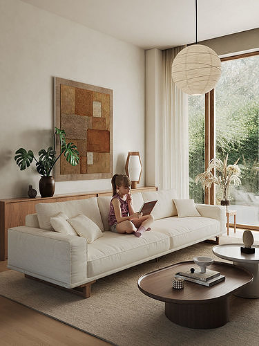 Mid Century interior  3D model 2