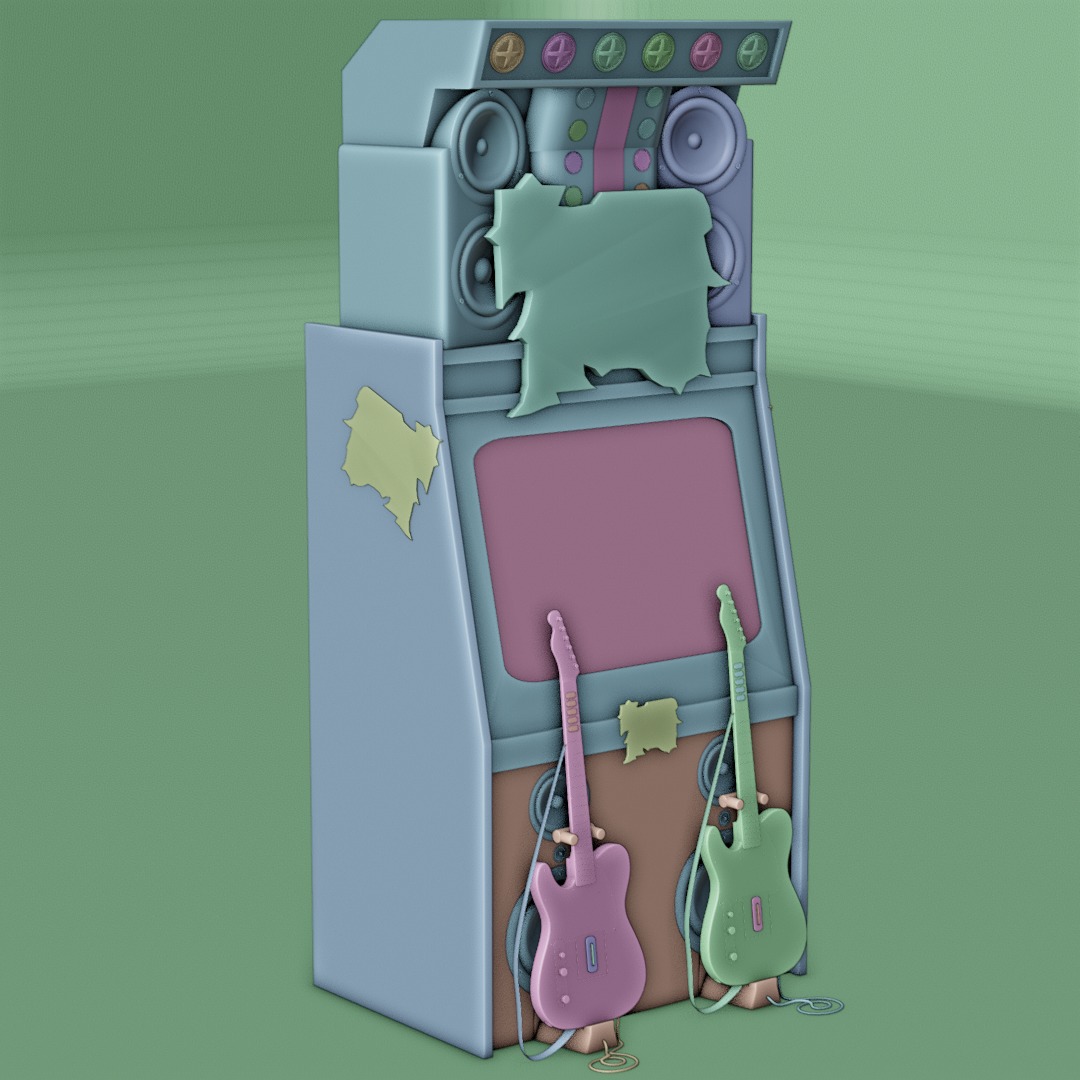 Game Machine Guitar hero Low-poly 3D model_1