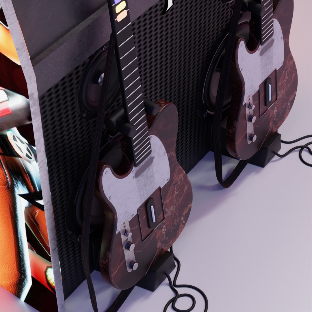 Game Machine Guitar hero Low-poly 3D model_10