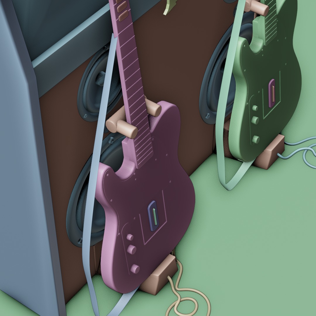 Game Machine Guitar hero Low-poly 3D model_11