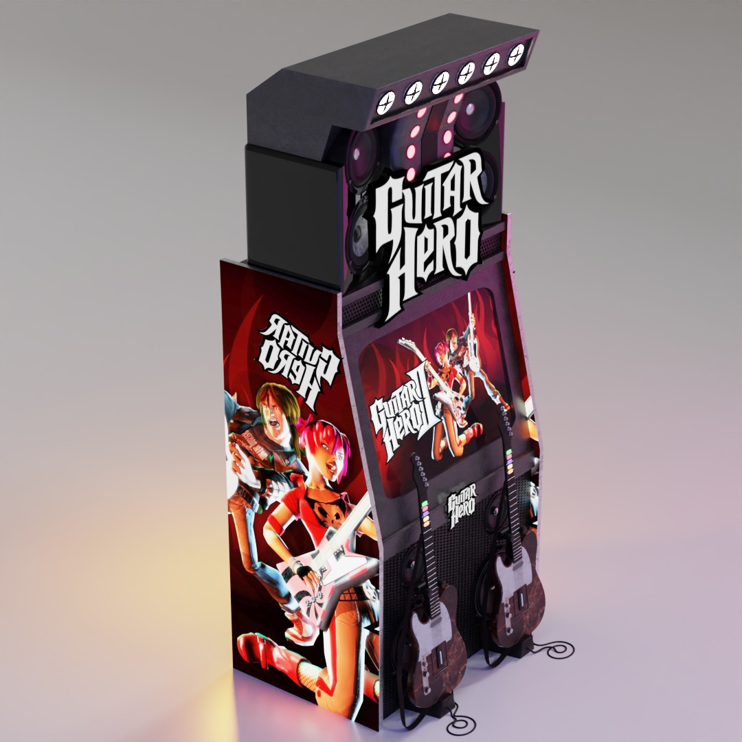 Game Machine Guitar hero Low-poly 3D model_8