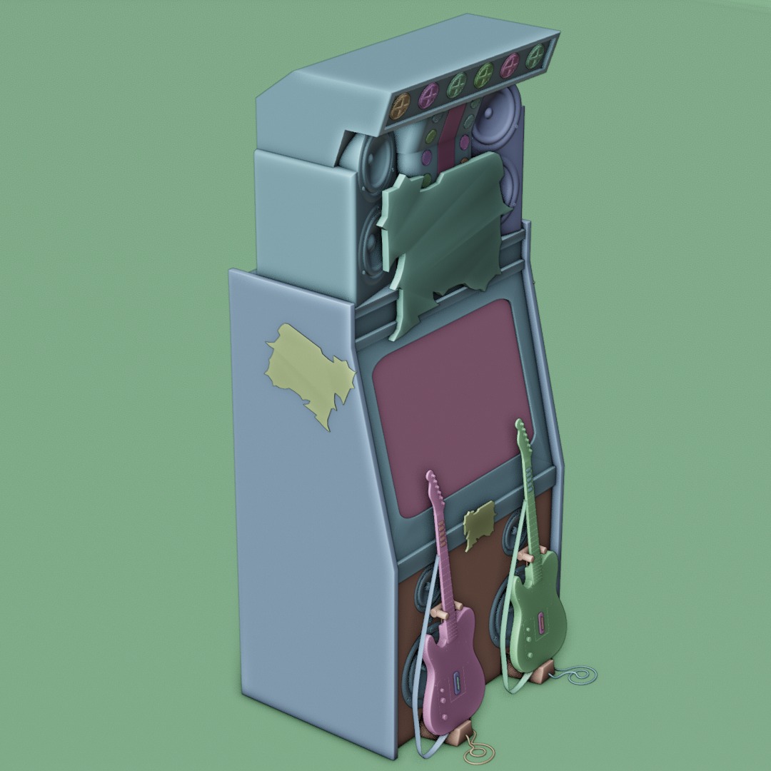 Game Machine Guitar hero Low-poly 3D model_9