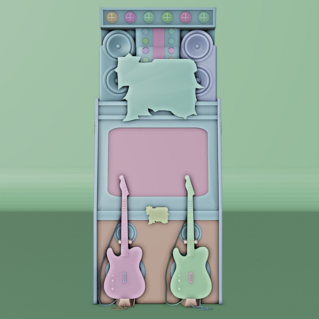 Game Machine Guitar hero Low-poly 3D model_3