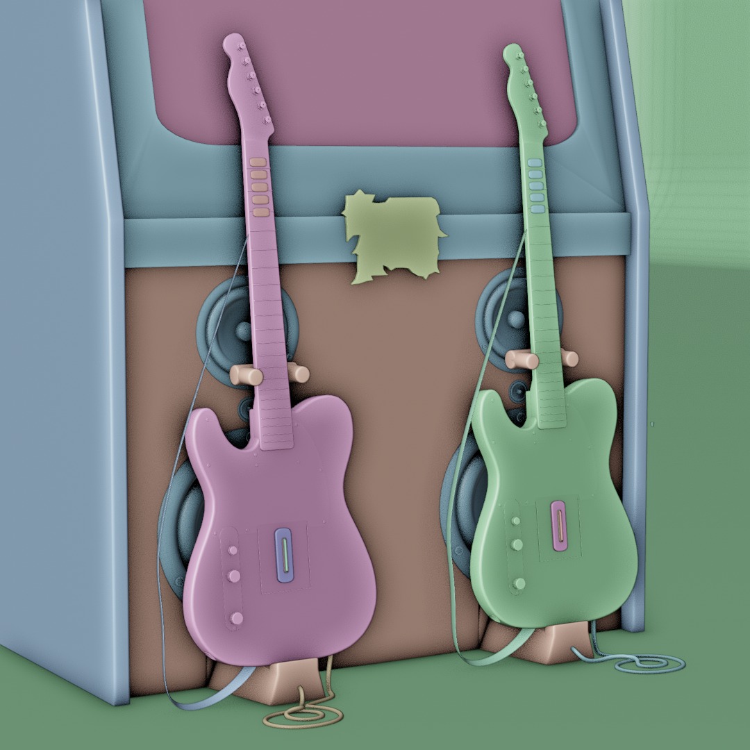 Game Machine Guitar hero Low-poly 3D model_5