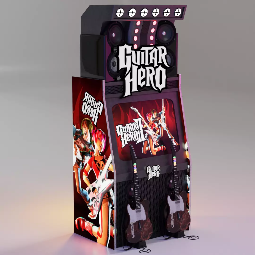 Game Machine Guitar hero Low-poly 3D model_0