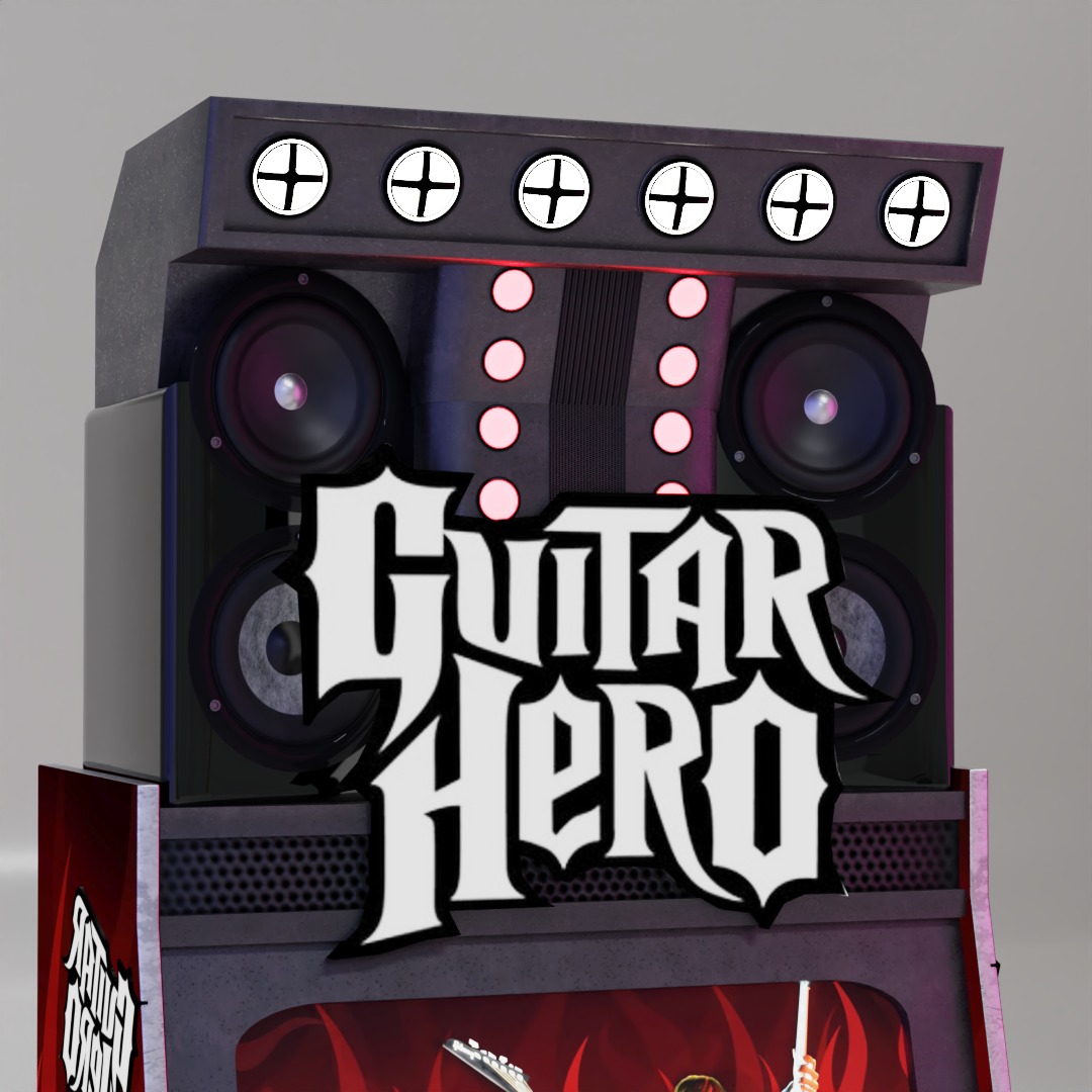 Game Machine Guitar hero Low-poly 3D model_6