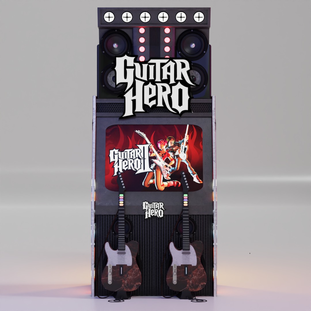 Game Machine Guitar hero Low-poly 3D model_2
