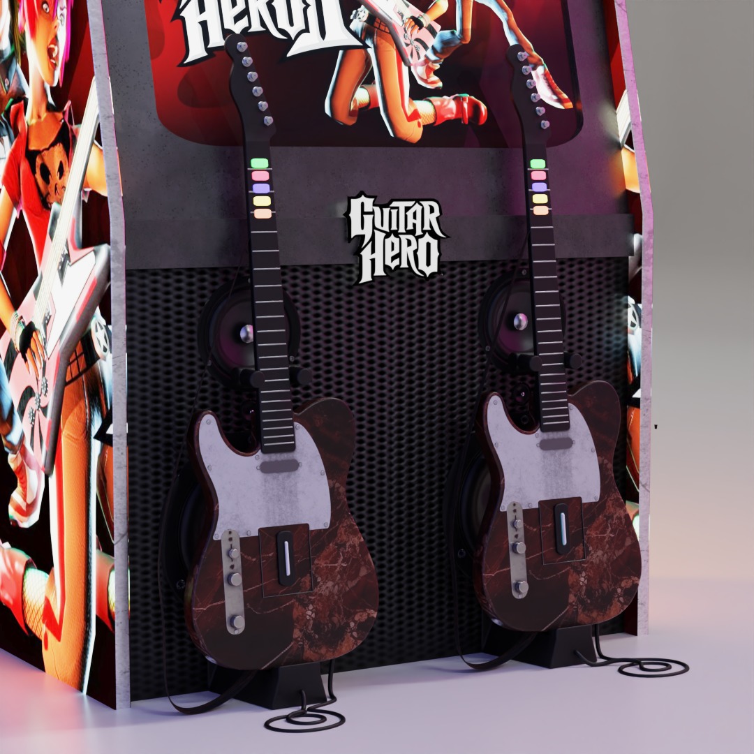 Game Machine Guitar hero Low-poly 3D model_4