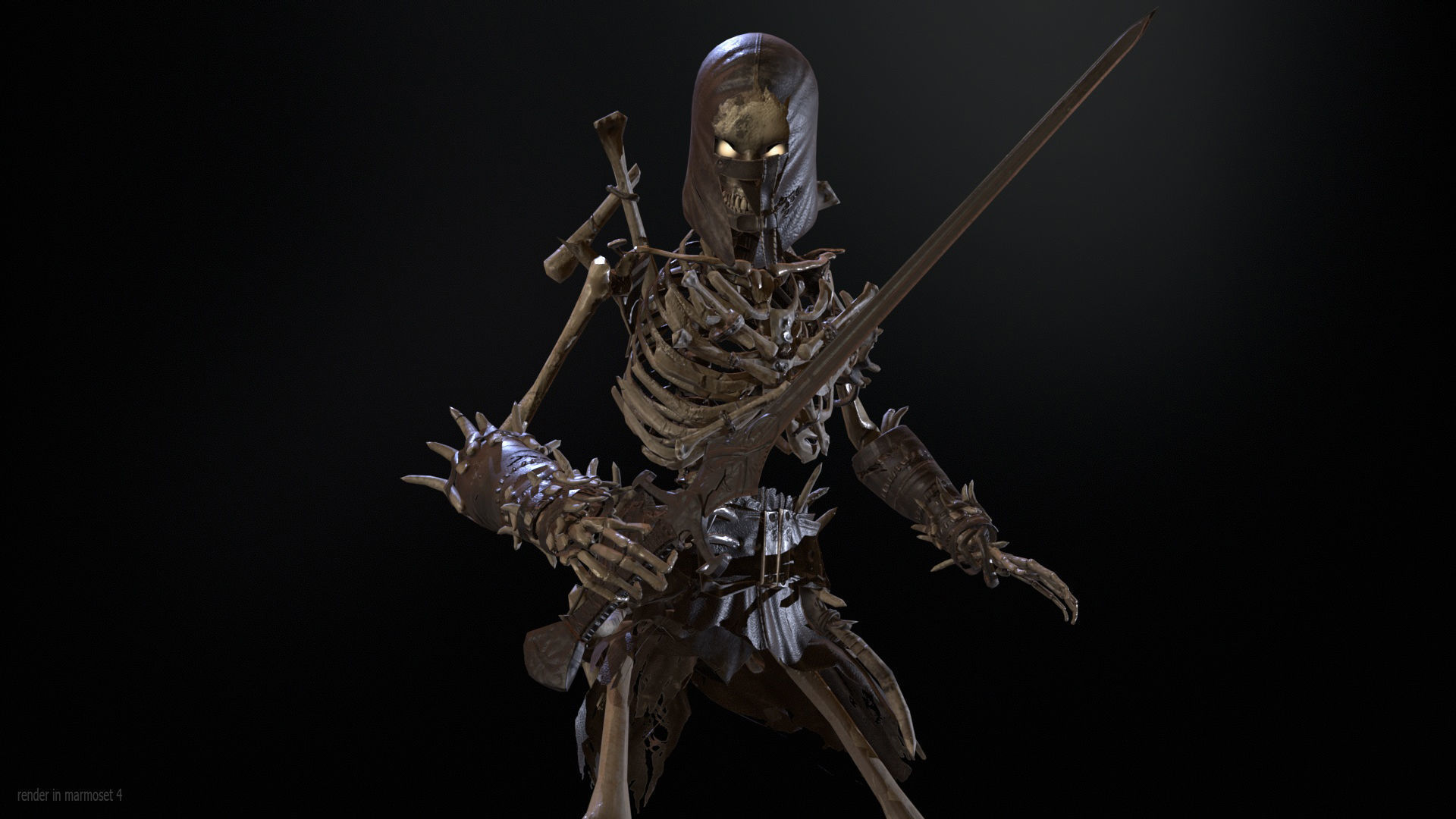 Skeleton5  Low-poly 3D model_3