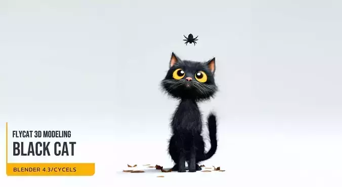 Black Cat Modeling process videos and Project file- Blender 