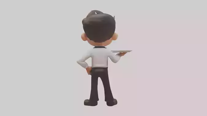 Cartoon Waiter 1 Low-poly 3D model