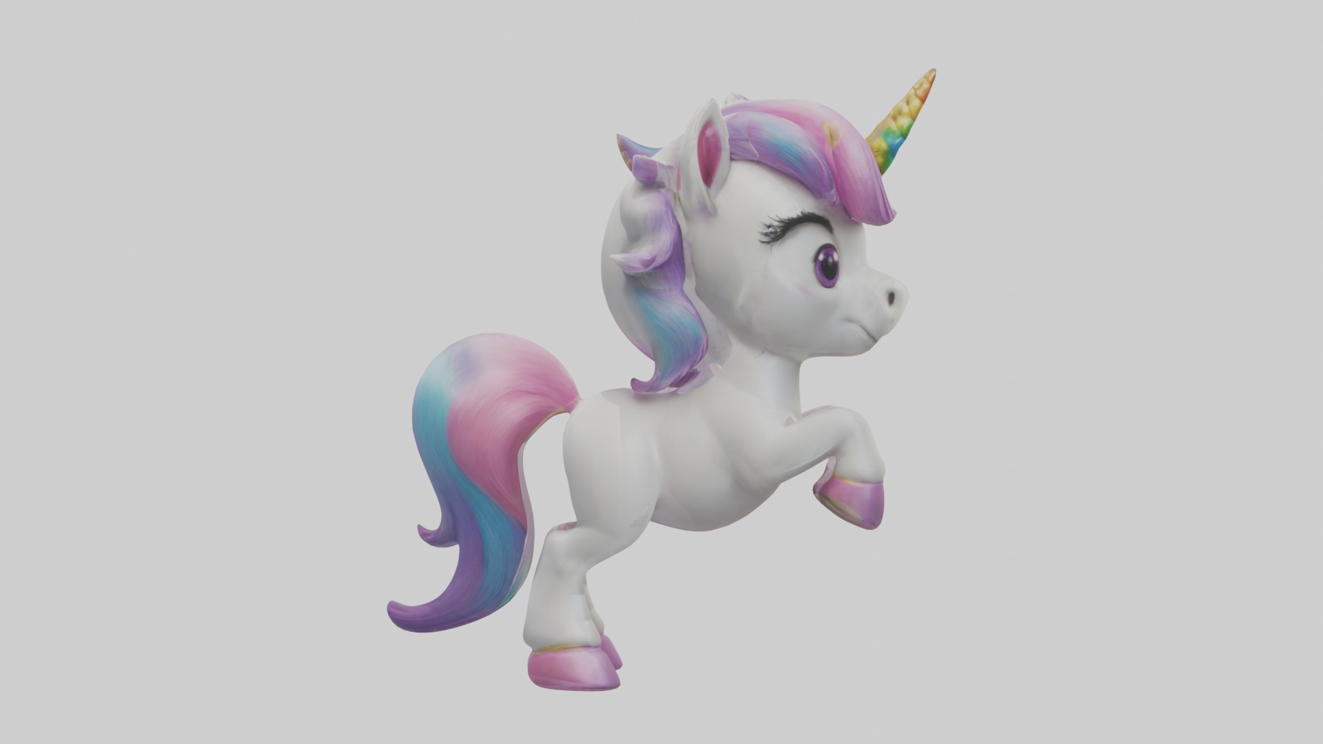 Cartoon Unicorn 1 Low-poly 3D model_7