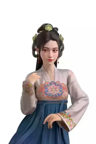 Ancient Chinese Hanfu girls 3D model
