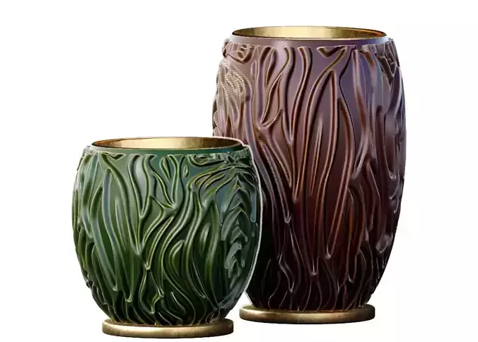 Decorative Designer Vases Urn pot with Gilding Fleur River Set