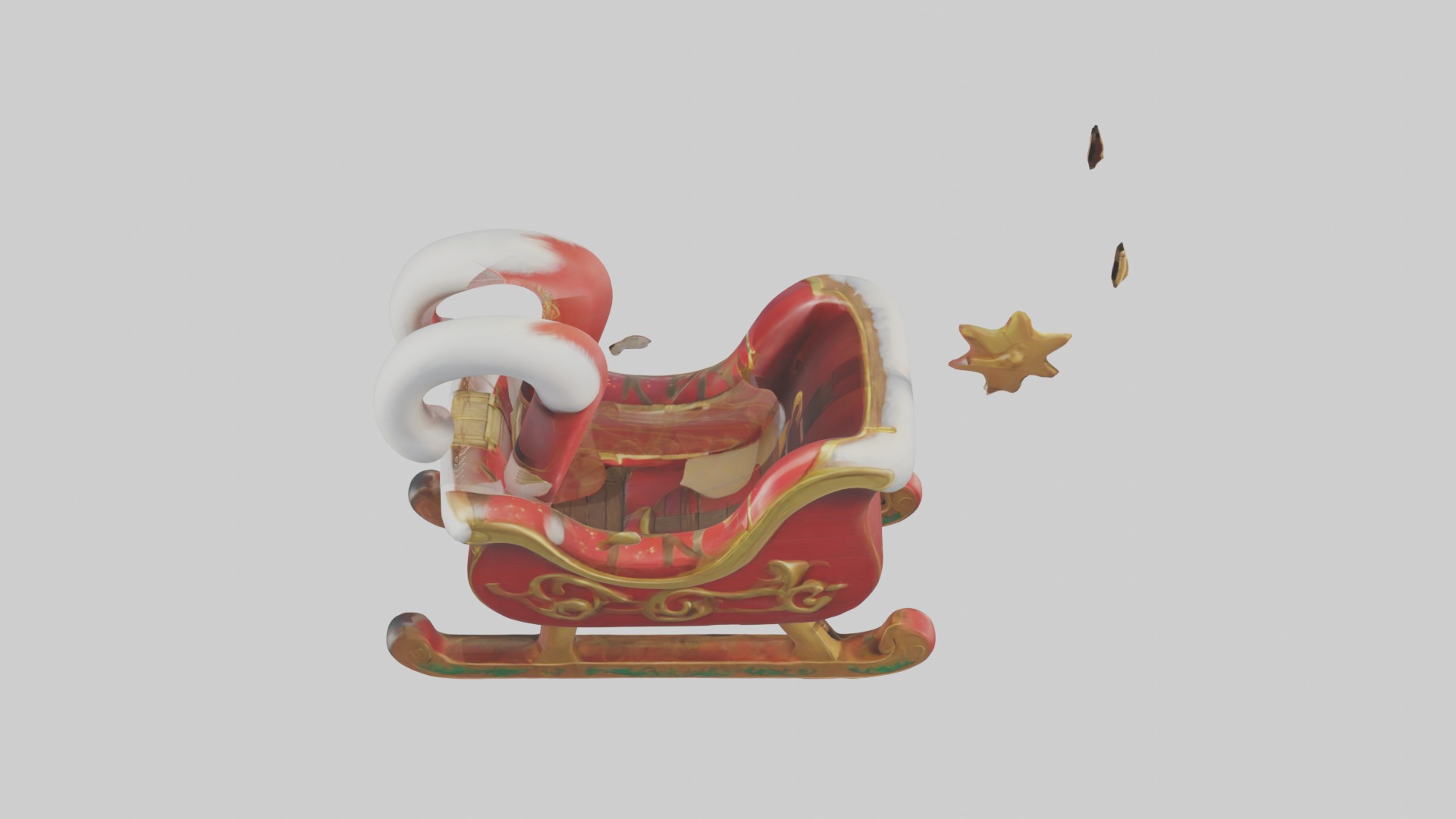 Cartoon Sleigh Model 1 Low-poly 3D model_11