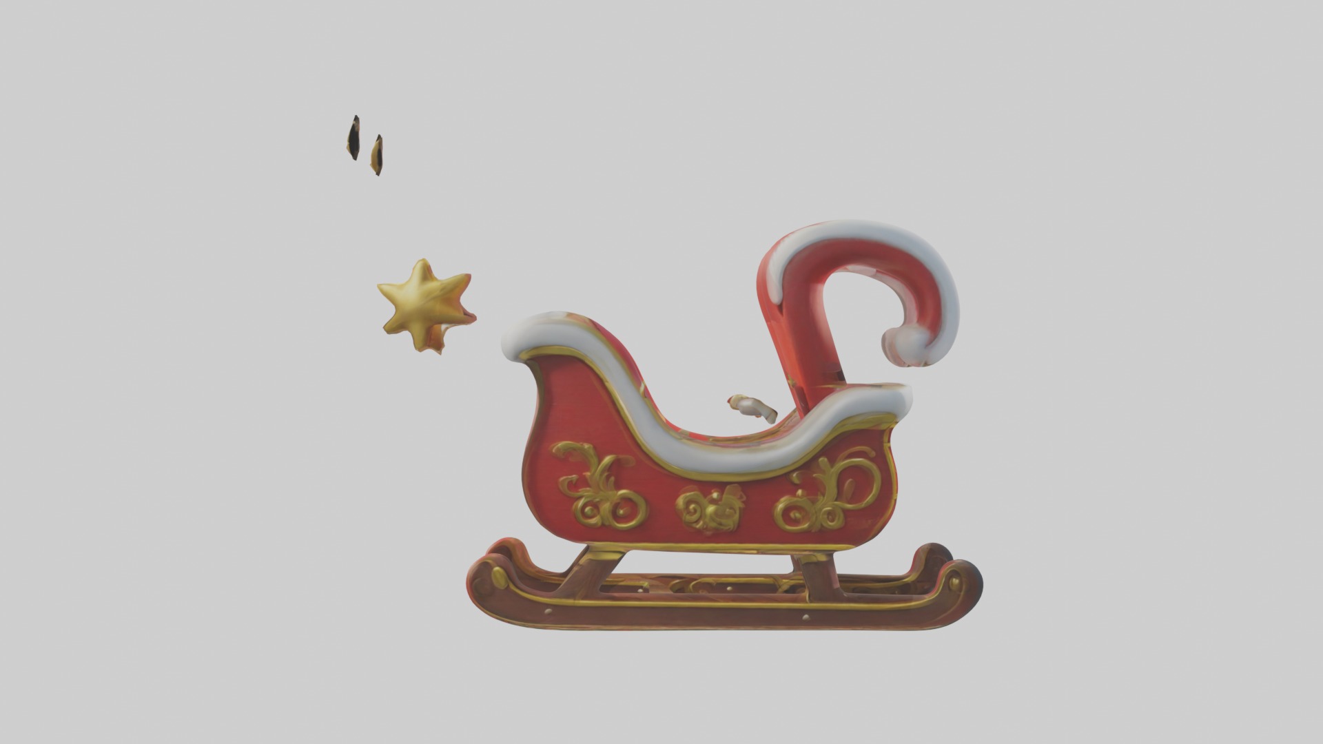 Cartoon Sleigh Model 1 Low-poly 3D model_7