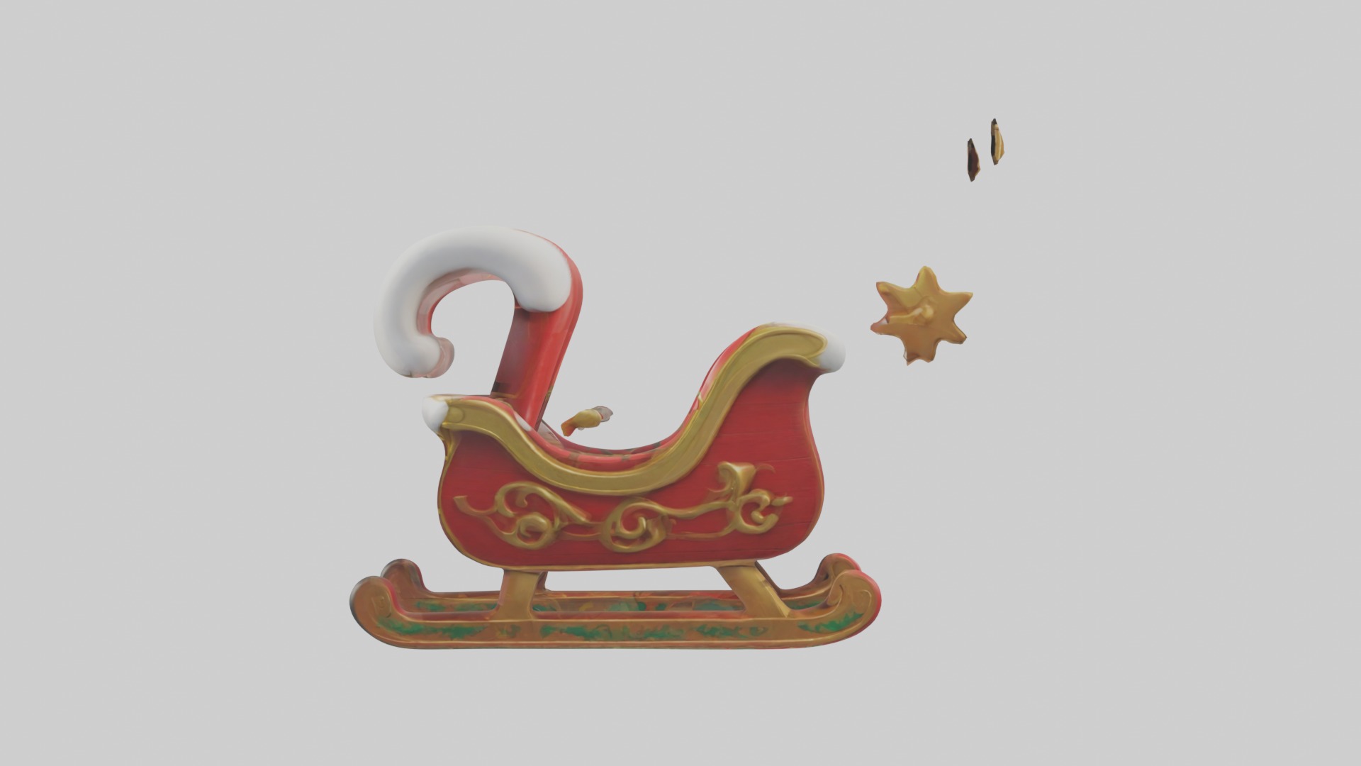 Cartoon Sleigh Model 1 Low-poly 3D model_6