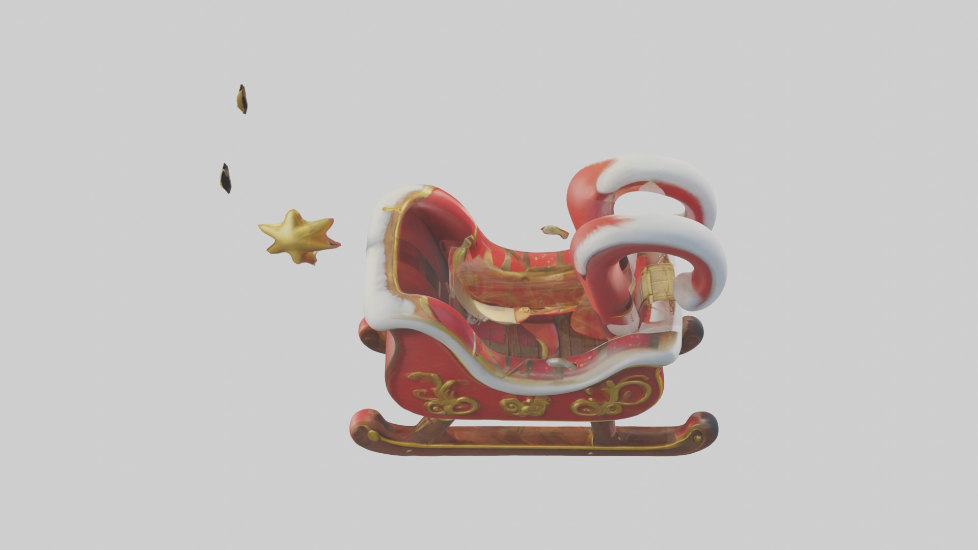 Cartoon Sleigh Model 1 Low-poly 3D model_12