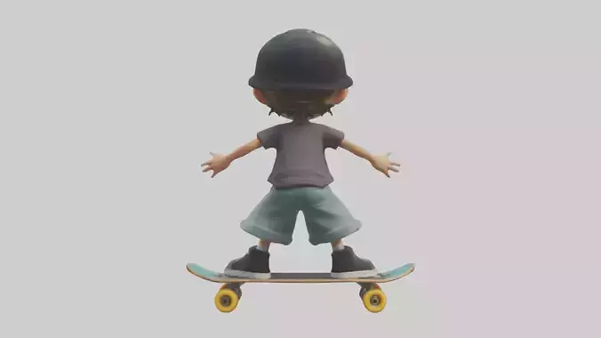 Cartoon Skateboarder 1 Low-poly 3D model