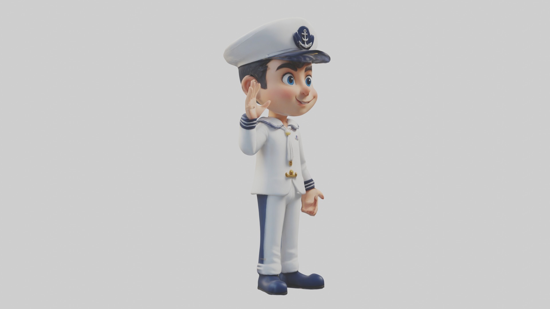 Cartoon Sailor 1 Low-poly 3D model_5