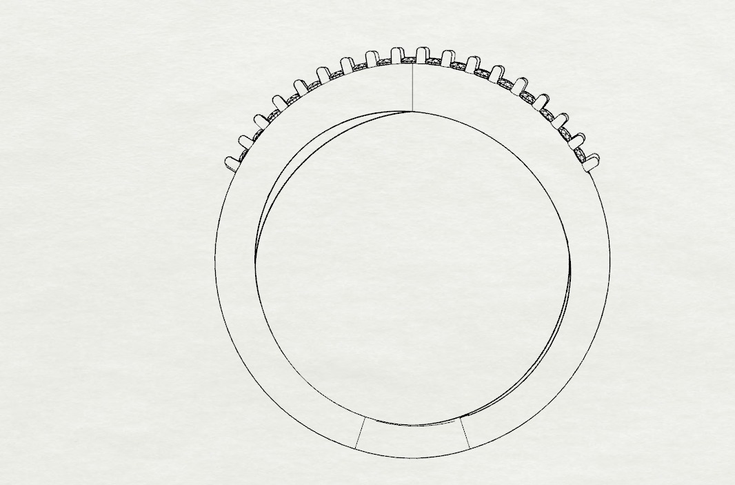 Wave ring with diamonds 3D print model_22