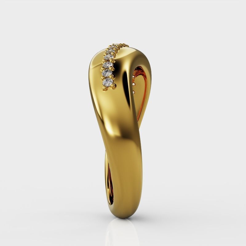 Wave ring with diamonds 3D print model_5