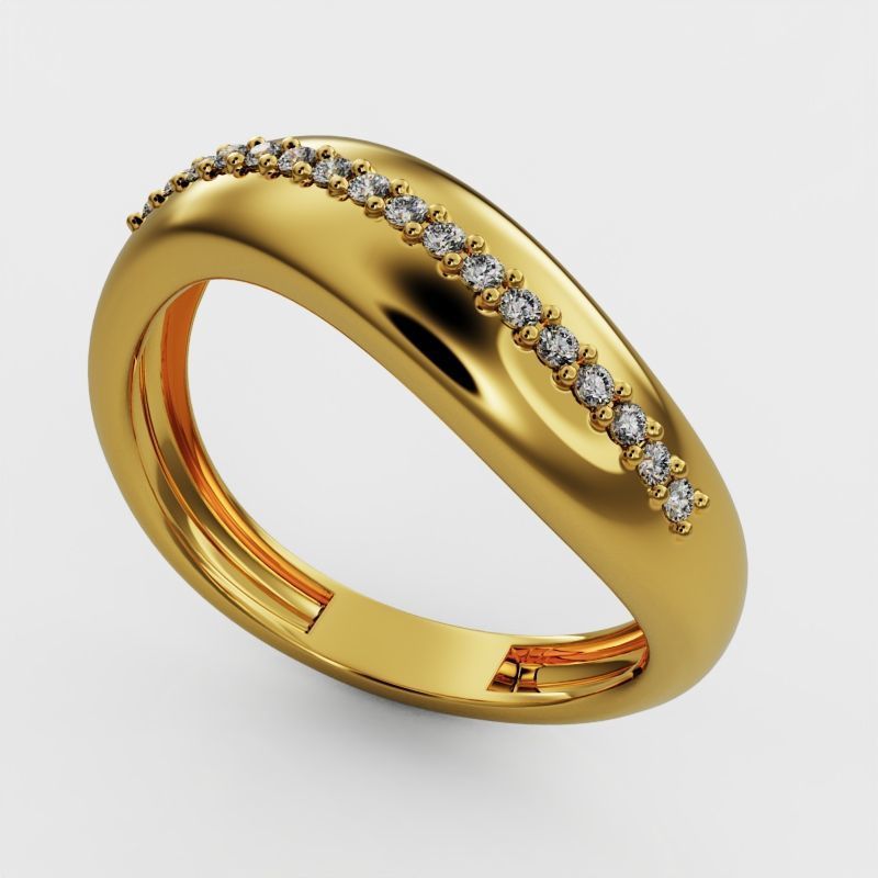 Wave ring with diamonds 3D print model_6
