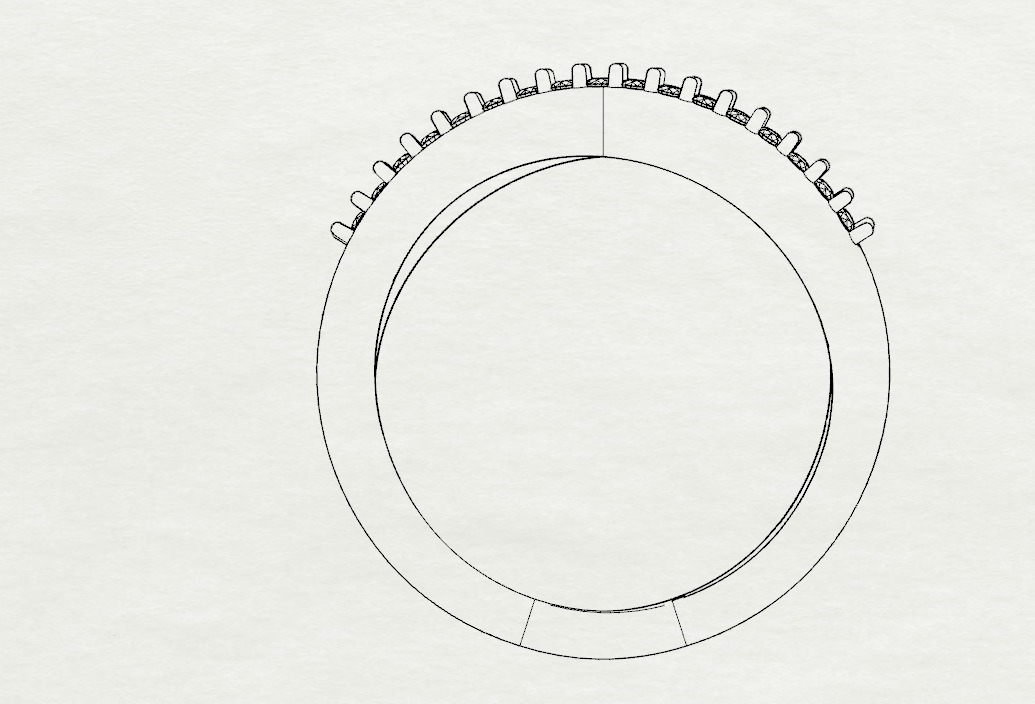 Wave ring with diamonds 3D print model_21