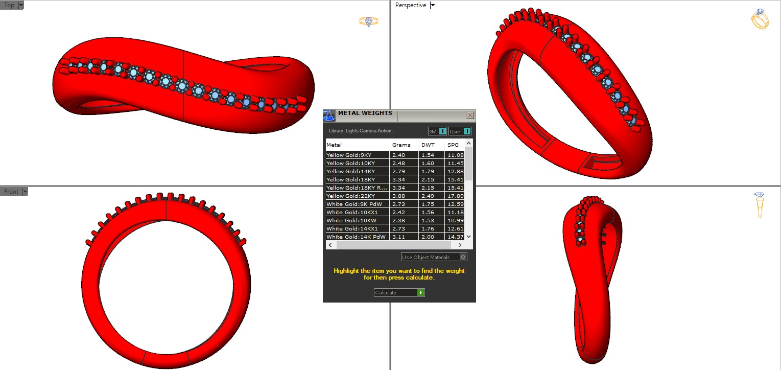 Wave ring with diamonds 3D print model_14