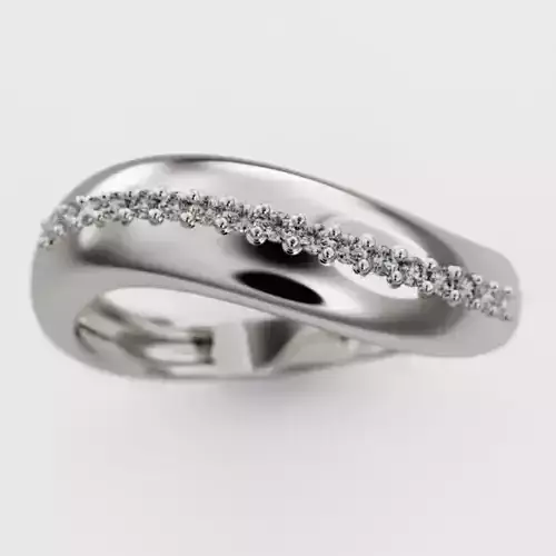 Wave ring with diamonds 3D print model