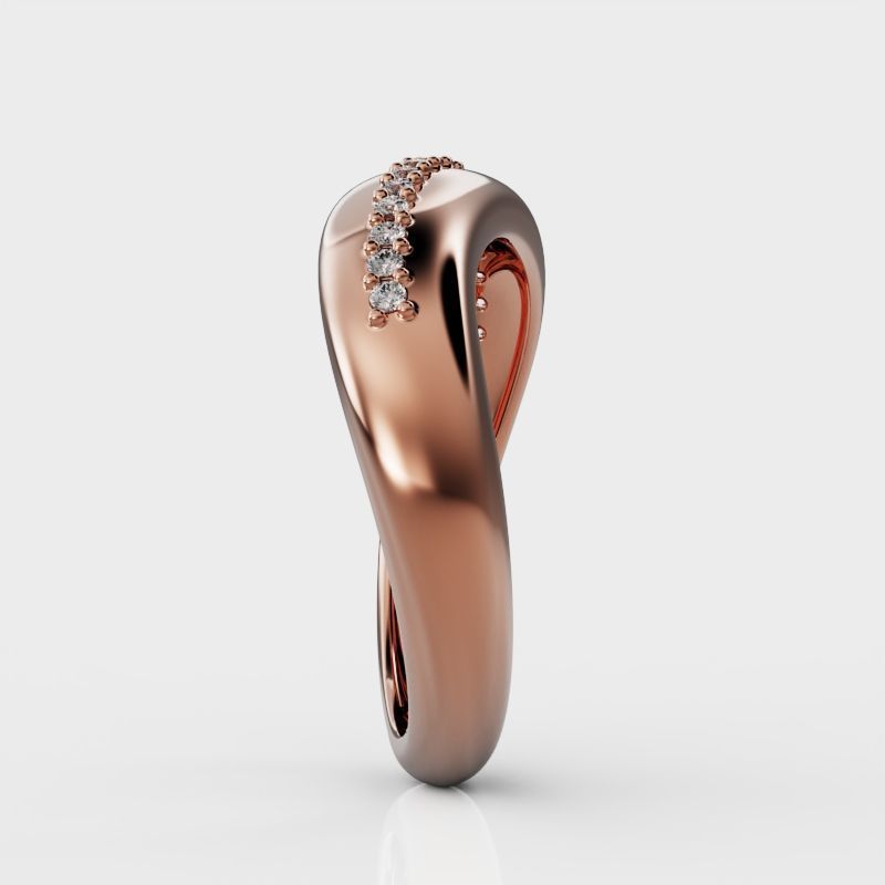Wave ring with diamonds 3D print model_4