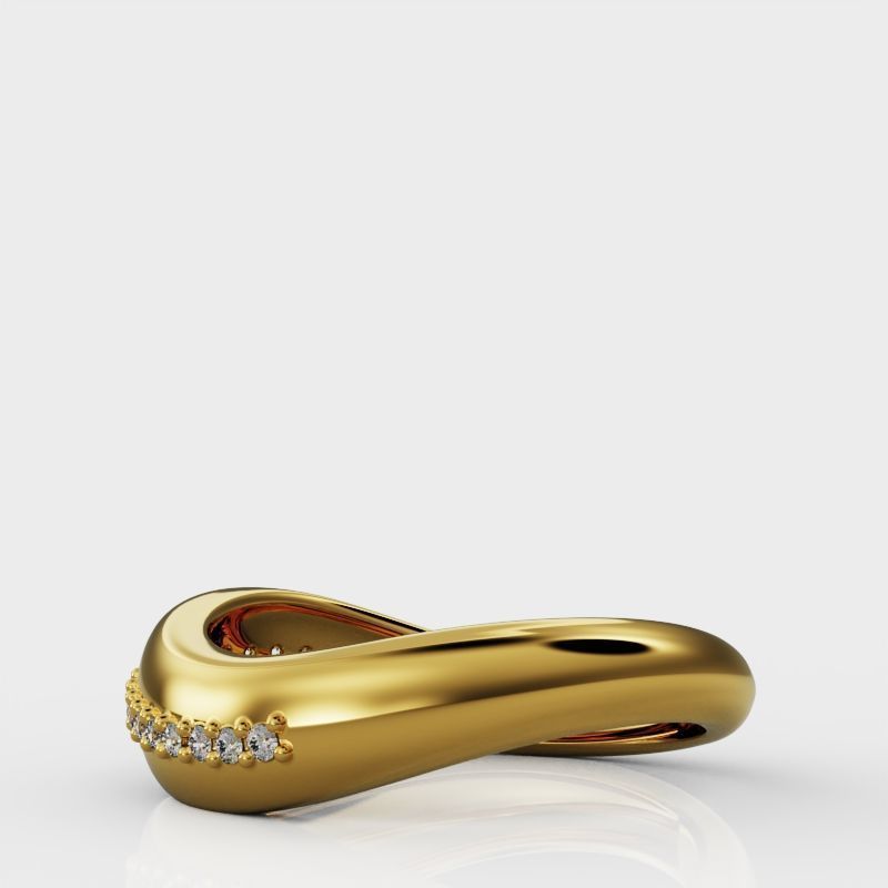 Wave ring with diamonds 3D print model_31