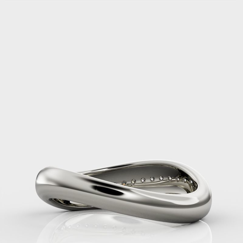 Wave ring with diamonds 3D print model_29