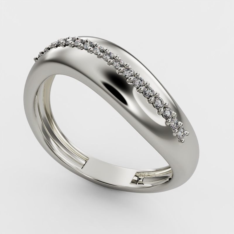 Wave ring with diamonds 3D print model_7