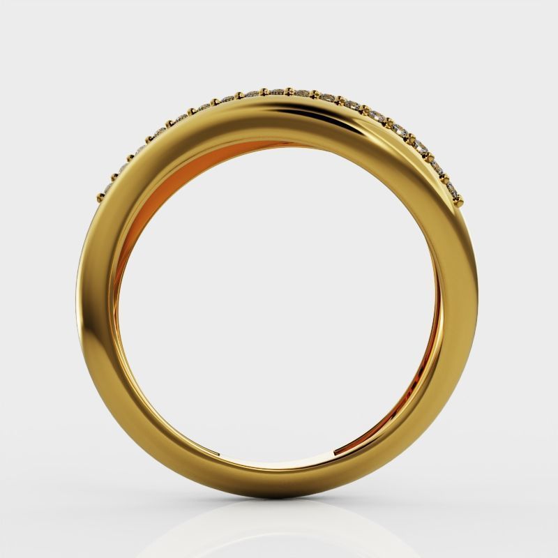 Wave ring with diamonds 3D print model_19