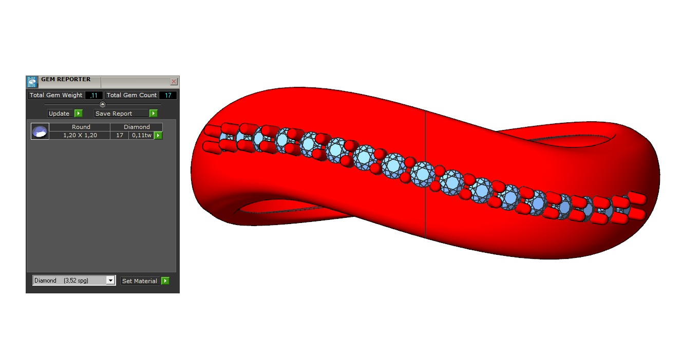 Wave ring with diamonds 3D print model_11