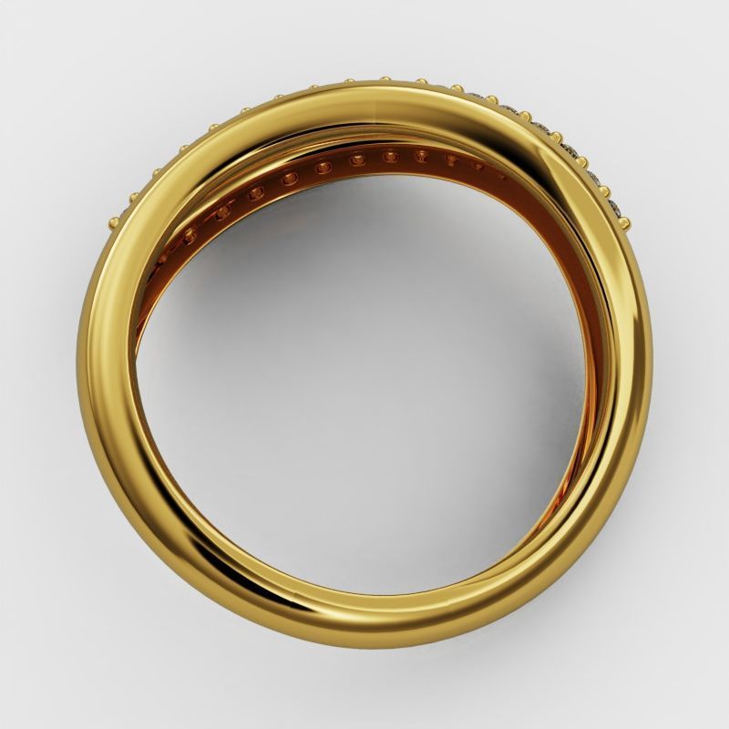 Wave ring with diamonds 3D print model_30
