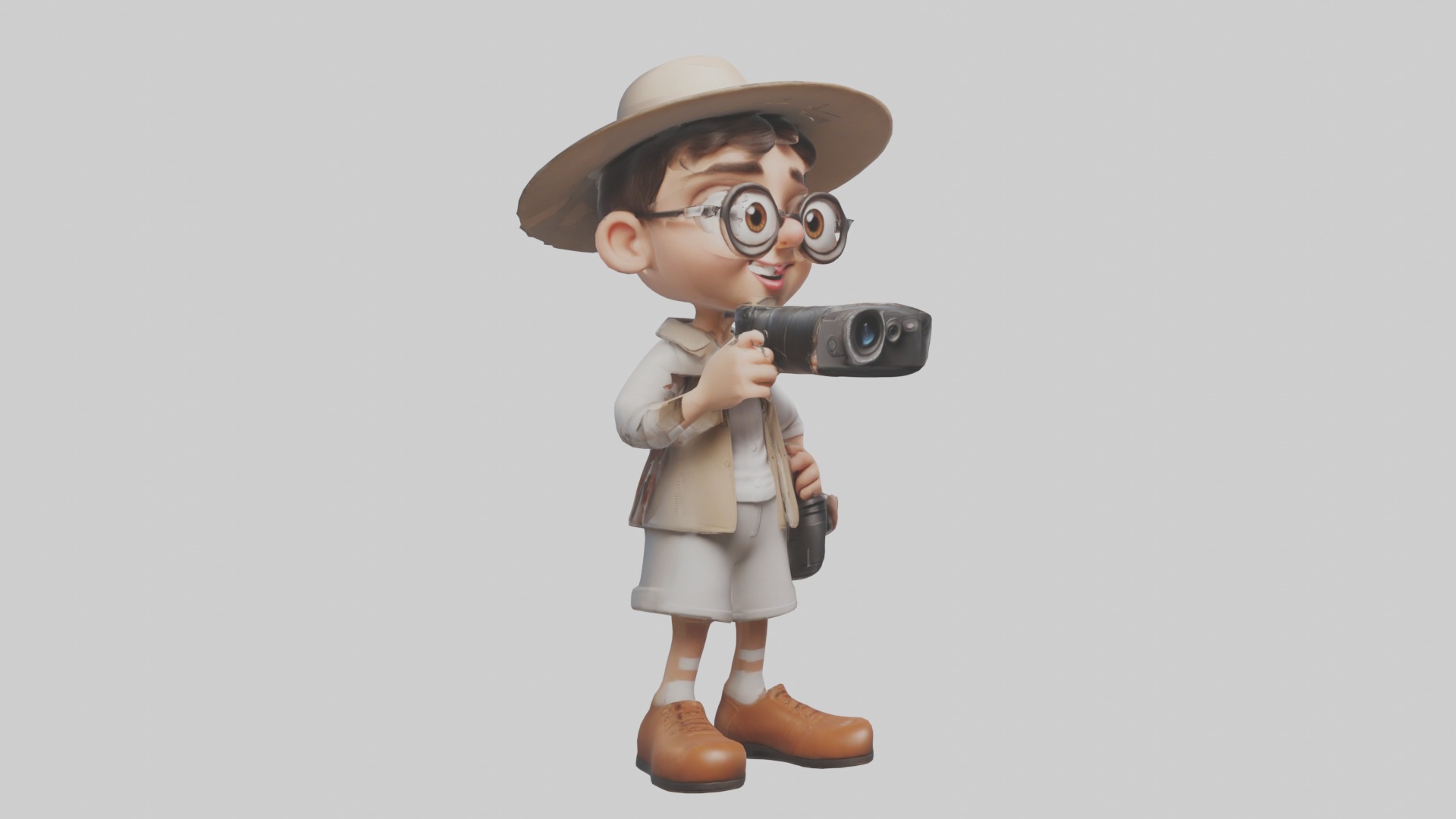 Cartoon Photographer 1 Low-poly 3D model_5