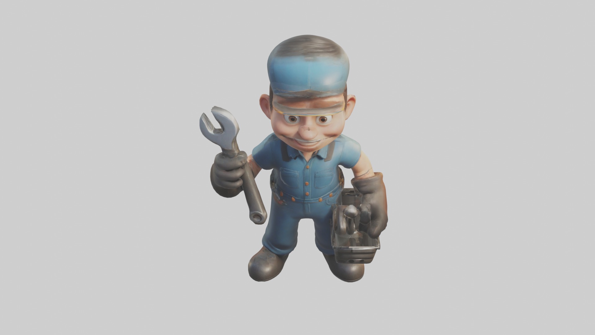 Cartoon Mechanic 1 Low-poly 3D model_10
