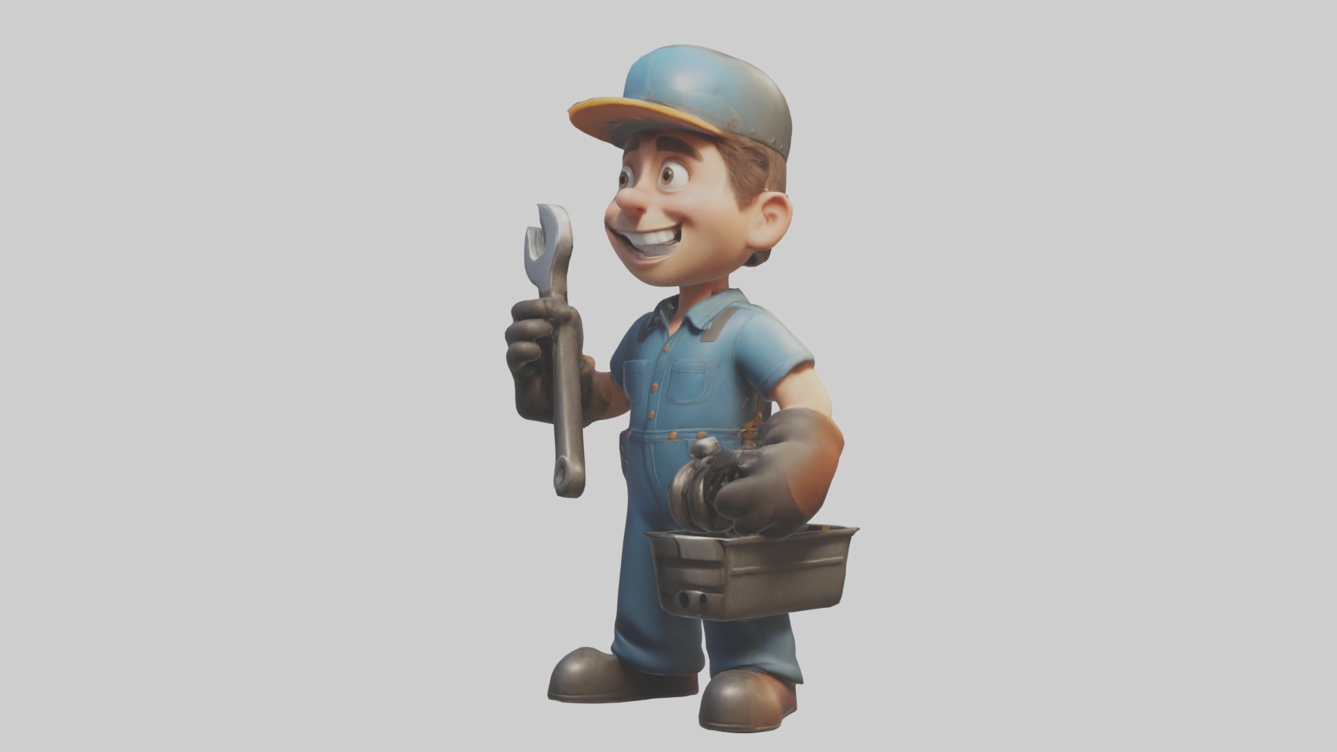 Cartoon Mechanic 1 Low-poly 3D model_4